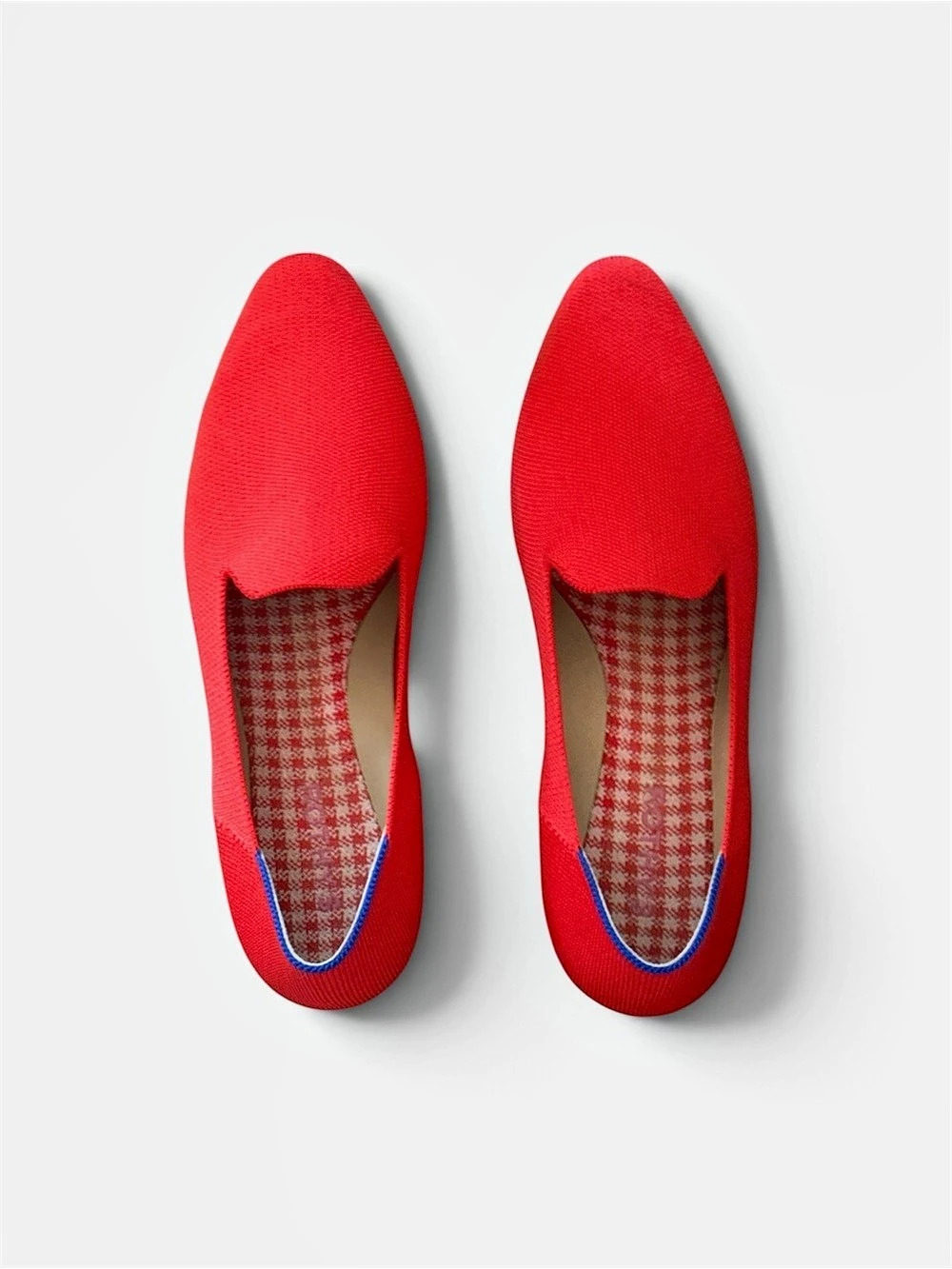 Rothy's Almond Loafers in Poppy Red Gingham
